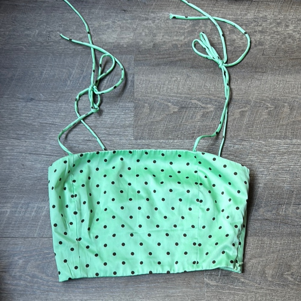 Zara Mint Green Polka Dot Women's Top